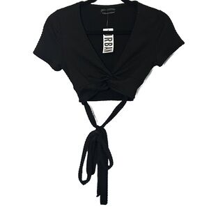 Urban Outfitters Women’s Size Small Black V-Neck Strappy Crop Top